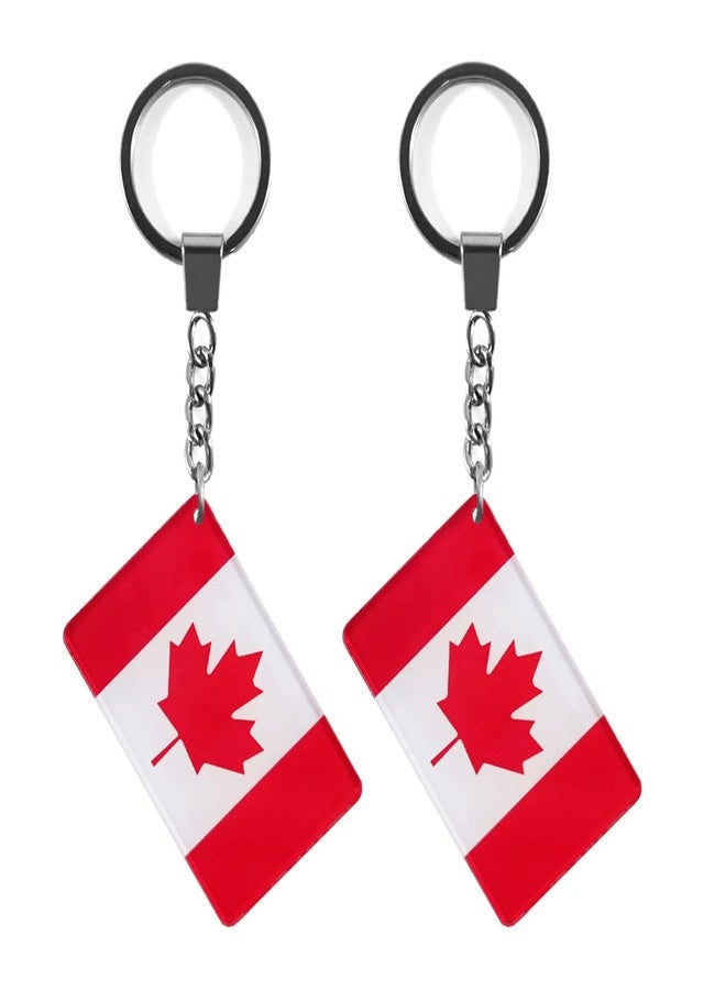 QQSD Canada Flag Keychain Canadian Key Ring, 2 Pack - Image 1